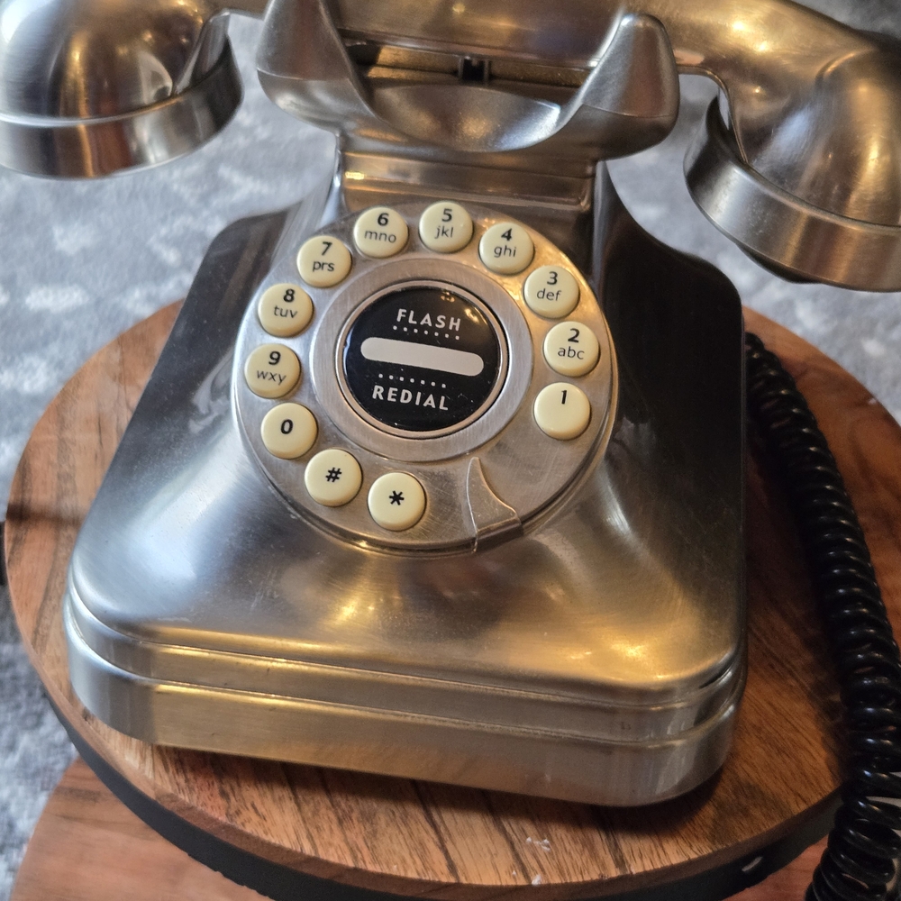 Vintage Style Silver Rotary Phone